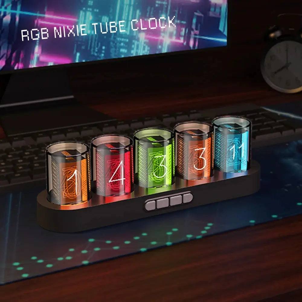 Spectrum Timepiece: RGB LED Nixie Tube Clock with USB Charging Port