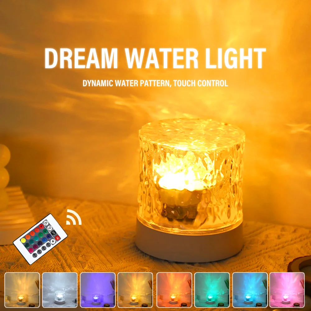 LED Ripple Night Light: USB Projector Lamp RGB